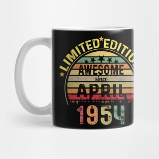 Vintage Born in April 1954 70 Years Old 70th Birthday Gift Men Women Mug